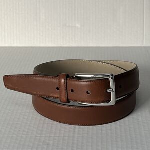 Brooks Brothers Genuine Leather Belt Mens Sz 40 Brown Silver Tone Buckle Italy